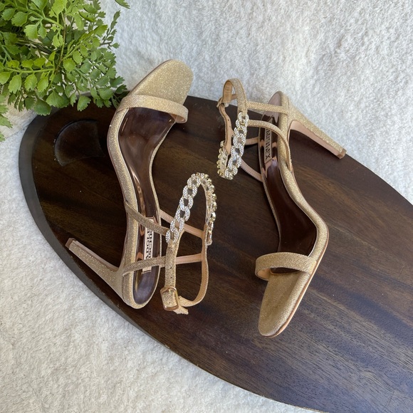 Badgley Mischka Crystal embellished heel ankle strap sandal size 8 - Picture 6 of 10